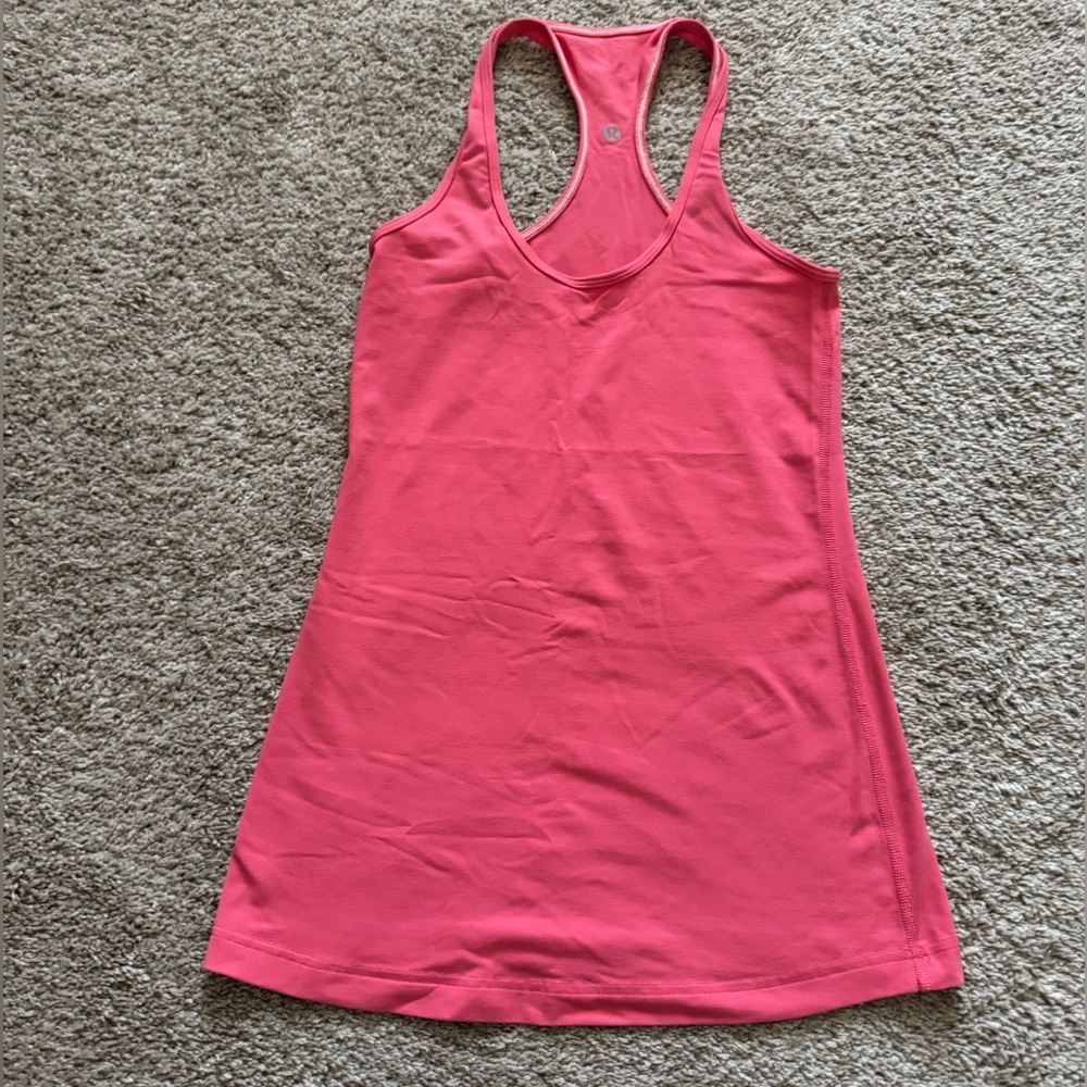 Lululemon Athletica Orange Pink Sleeveless Fitted Backless Tank Top